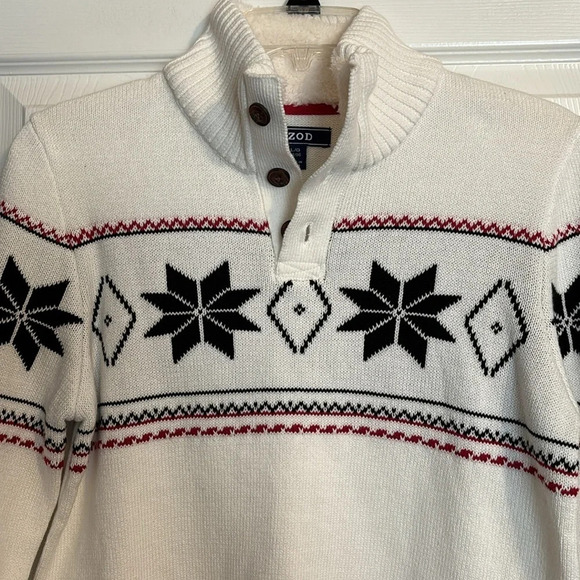 Izod NWT women’s ivory knit sweater with button collar size large - Picture 1 of 8